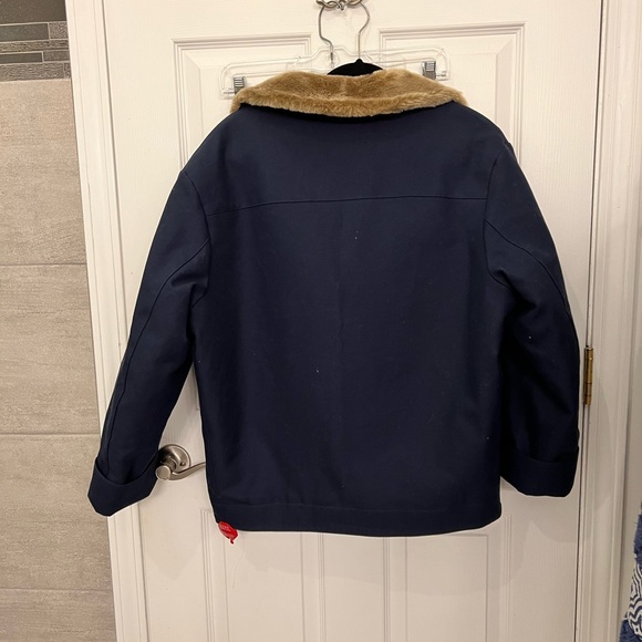 NWT!!! Theory utility outerwear navy ocean REAL shearling lamb fur - Picture 13 of 13